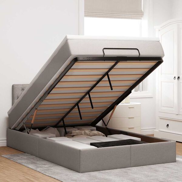 vidaXL Cadru de pat otoman cu saltea Taupe 120x200cm Material