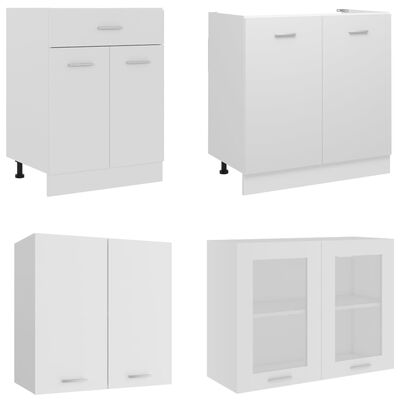 vidaXL Set dulapuri de bucătărie, 4 piese, alb, lemn prelucrat