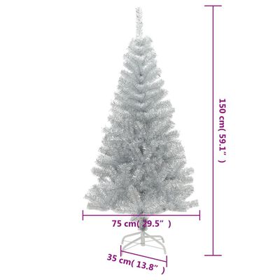 vidaXL Pom de Crăciun artificial cu suport, argintiu, 150 cm, PET