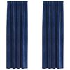 vidaXL Perdele opace 2 pcs Albastru &icirc;nchis 140 x 260 cm Catifea