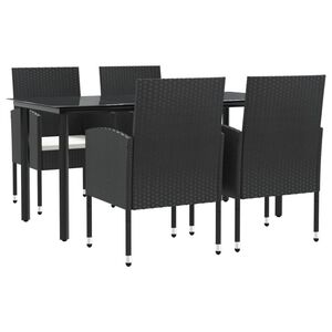vidaXL Set mobilier de grădină, 5 piese, negru, poliratan și oțel