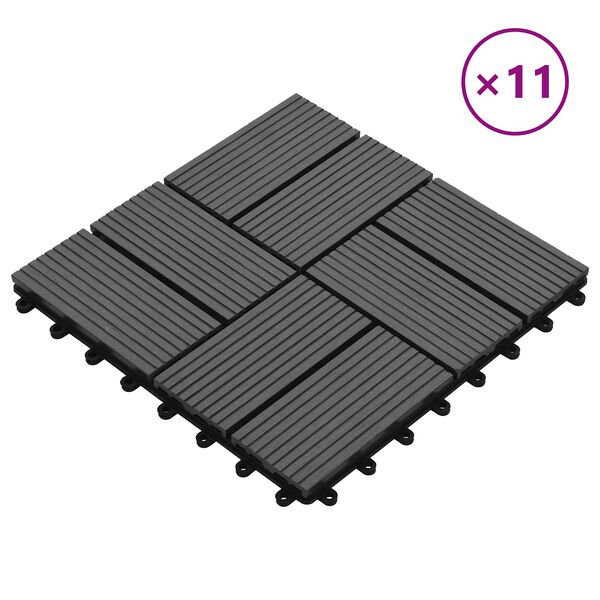 vidaXL Plăci pentru Deck 11 pcs Gri 30 x 30 cm Lemn compozit