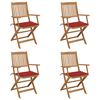 vidaXL Scaune grădină pliabile cu perne, 4 buc., lemn masiv de acacia