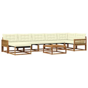 vidaXL Set de canapele de exterior cu pernă 8 pcs Natural și Crem