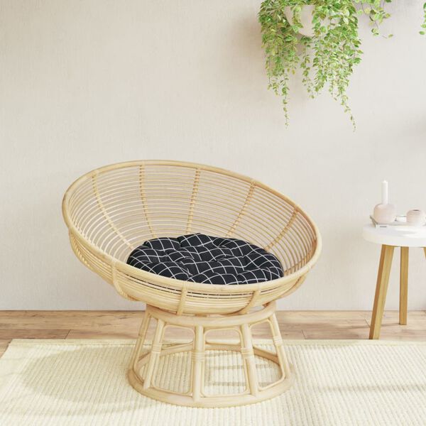 vidaXL Pernă rotundă, negru, &Oslash; 60x11cm, țesătură Oxford, model carouri