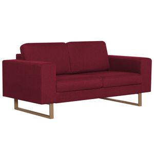 vidaXL Canapea cu 2 locuri, roșu vin, material textil