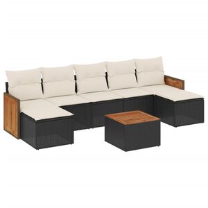 vidaXL Set mobilier de grădină cu perne, 8 piese, negru, poliratan