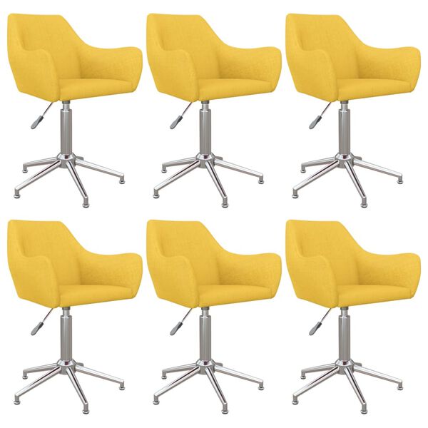 vidaXL Scaune de masă pivotante, 6 buc., galben, material textil