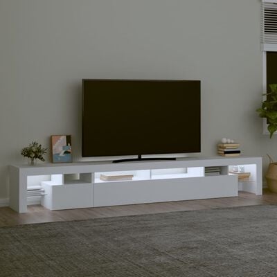 vidaXL Comodă TV cu lumini LED, alb, 260x36,5x40cm