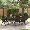 vidaXL Set de masă pentru grădină 7 pcs Maro Rattan poli