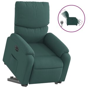 vidaXL Fotoliu electric rabatabil cu ridicare, verde &icirc;nchis, textil