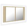 vidaXL Dulap de baie cu oglindă și LED, stejar Sonoma, 80x12x45 acril