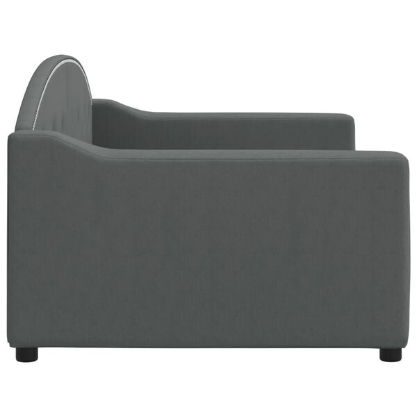 vidaXL Pat de zi, gri &icirc;nchis, 90x200 cm, material textil