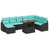 vidaXL Set de canapele pentru grădină 9 buc. Negru și Teal poliratan