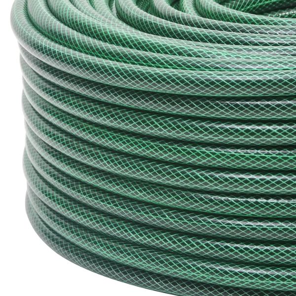 vidaXL Furtun de grădină cu set de racorduri, verde, 0,5", 100 m, PVC