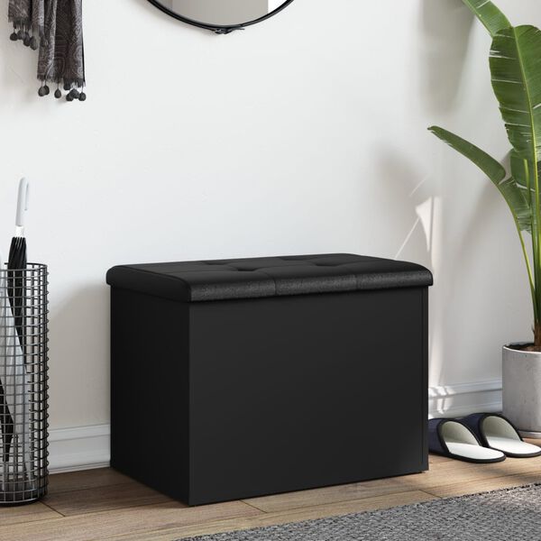 vidaXL Bancă de depozitare, negru, 62x42x45 cm, lemn prelucrat