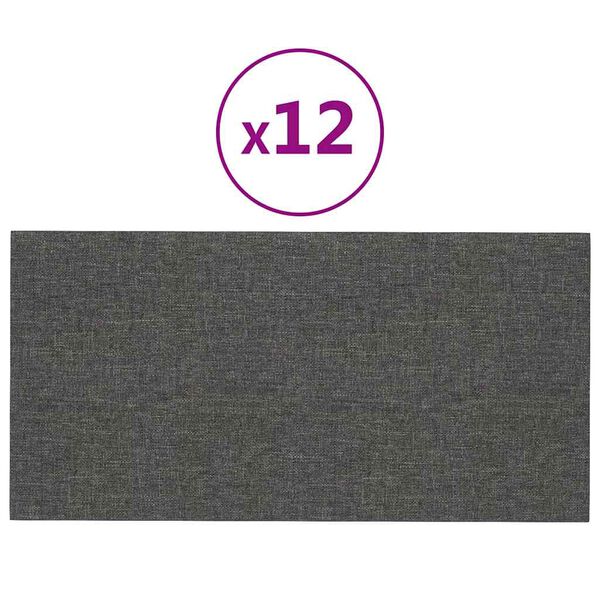 vidaXL Panouri de perete 12 buc. gri închis 30x15 cm textil 0,54 m²