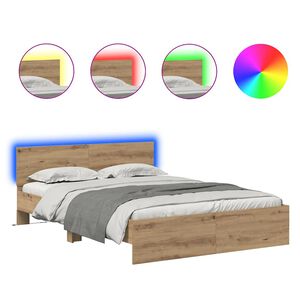 vidaXL Cadru de pat Stejar Artizanal 150 x 200 cm Lemn compozit