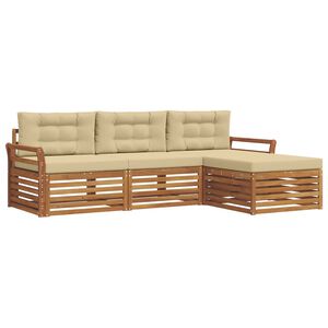 vidaXL Set de canapele de exterior 4 buc. Natural și Bej