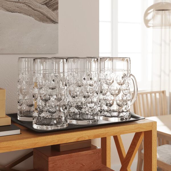 vidaXL Halbe de bere cu mâner din sticlă, 6 buc., 1000 ml