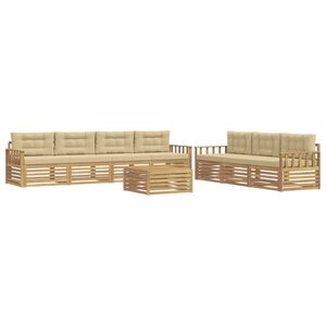 vidaXL Set de canapele de exterior 8 buc. Alb și Bej Poliester