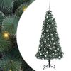 vidaXL Brad Christmas artificial pre-iluminat cu set de globuri Verde
