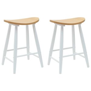 vidaXL Scaune de dining 2 buc. Lemn Solid de Cauciuc Alb