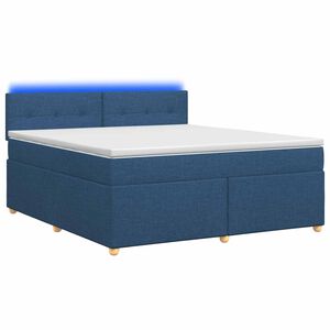 vidaXL Pat boxspring cu saltea albastru 160 x 200 cm Țesătură