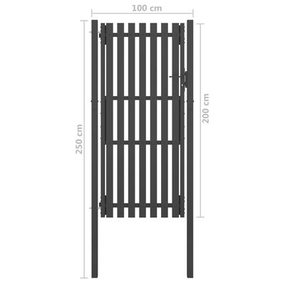vidaXL Poartă de gard grădină, antracit, 1 x 2,5 m, oțel