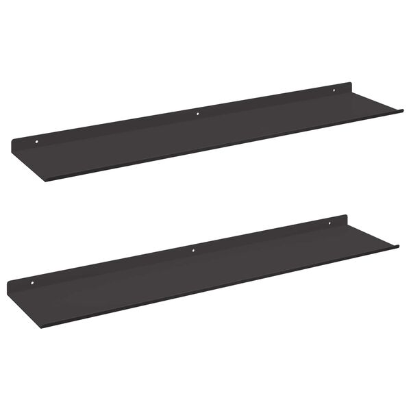 vidaXL Raft suspendat Pe perete 2 pcs Negru 80 x 18 x 2,5 cm Oțel