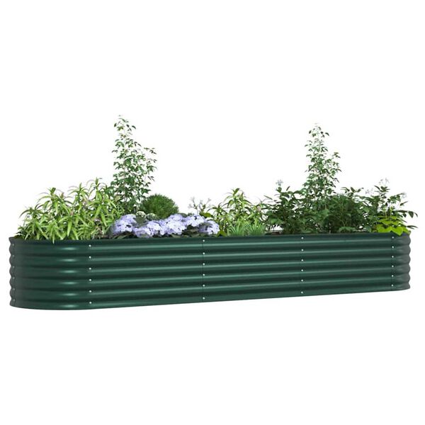 vidaXL Strat înălțat de grădină Verde 320 x 80 x 44 cm Oțel