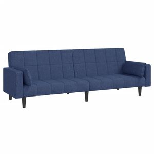 vidaXL Canapea extensibilă cu 2 locuri, 2 perne, albastru, textil