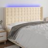 vidaXL Tăblie de pat cu LED, crem, 203x16x118/128 cm, textil