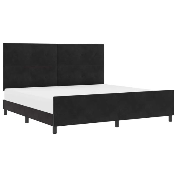 vidaXL Pat cu arcuri cu headboard Negru 200 x 200 cm Catifea