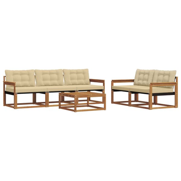 vidaXL Set de canapele de exterior cu pernă 6 pcs Natural și Bej