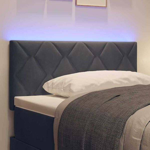 vidaXL Tăblie LED cu headboard Gri închis 90 cm Piele artificială