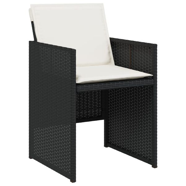 vidaXL Set mobilier de exterior cu perne, 11 piese, negru, poliratan