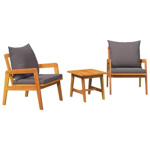 vidaXL Set bistro cu pernă 3 pcs Maro Lemn Solid de Acacia