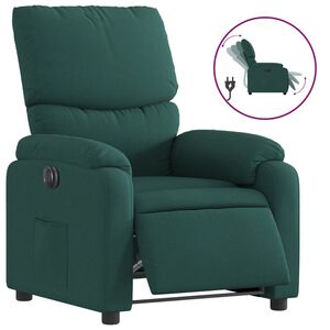 vidaXL Fotoliu rabatabil electric, verde &icirc;nchis, material textil