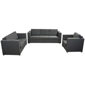 vidaXL Set canapele, 3 piese, gri &icirc;nchis, material textil