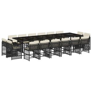 vidaXL Set mobilier de grădină cu perne, 17 piese, negru, poliratan