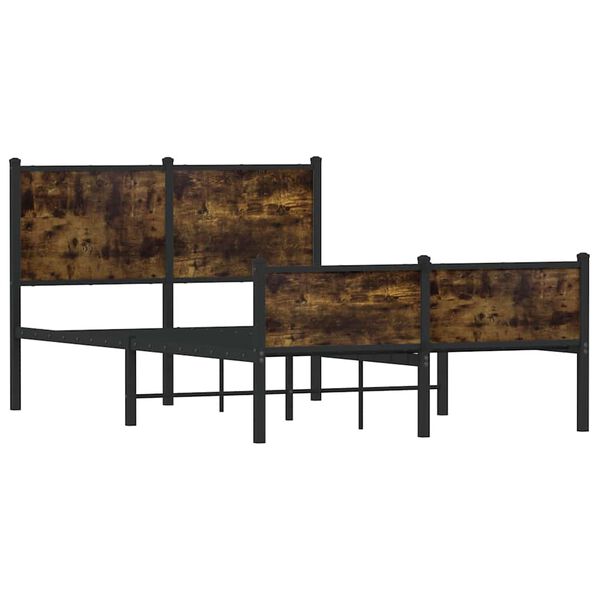 vidaXL Cadru pat metalic fără saltea, stejar fumuriu, 120x200 cm