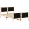 vidaXL Cadru de pat cu headboard Negru 135 x 190 cm Lemn de pin masiv