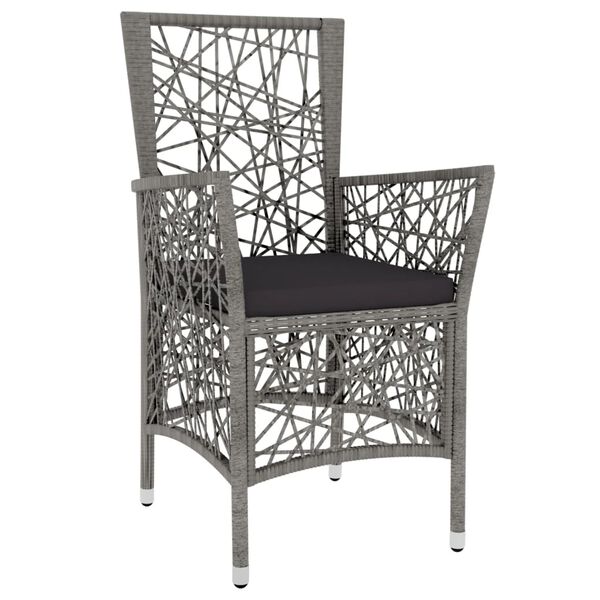 vidaXL Set mobilier de grădină, 3 piese, gri, poliratan