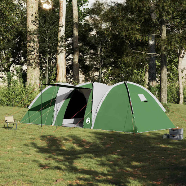 vidaXL Cort de camping cupolă pentru 8 persoane, verde, impermeabil
