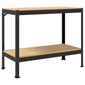 vidaXL Banc de lucru Negru 115 x 55 x 91 cm Lemn aranjat și metal