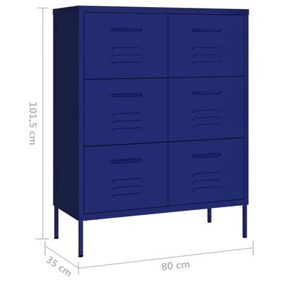 vidaXL Dulap cu sertare, bleumarin, 80x35x101,5 cm, oțel
