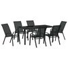 vidaXL Set de masă pentru grădină 7 pcs Negru Oțel acoperit cu pulbere