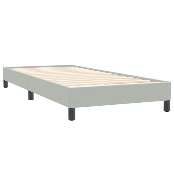 vidaXL Pat box spring cu saltea, gri deschis, 90x220 cm, catifea
