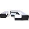 vidaXL Set mobilier de grădină cu perne, 10 piese, negru, poliratan